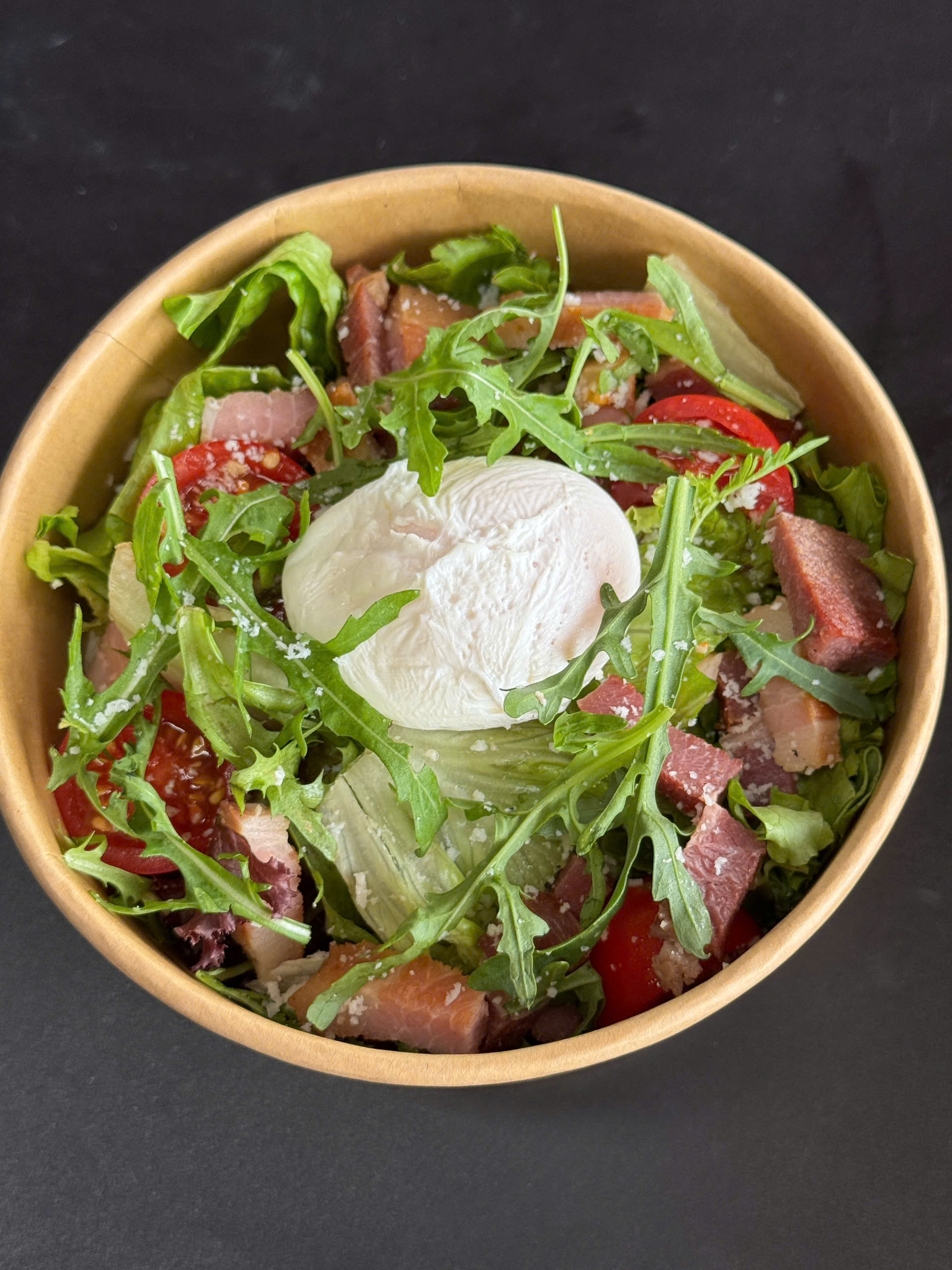 LYONAISE SALAD, PARMESAN, BACON, BALSAMIC